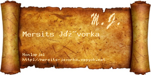 Mersits Jávorka névjegykártya